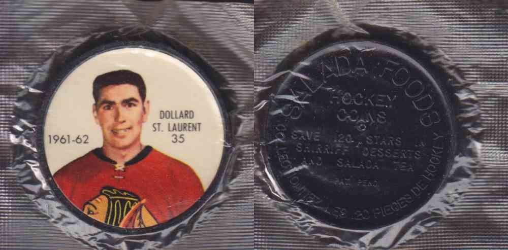 1961-62 SHIRRIFF SALADA HOCKEY COIN #35  D. ST.LAUREND  UNOPENED photo