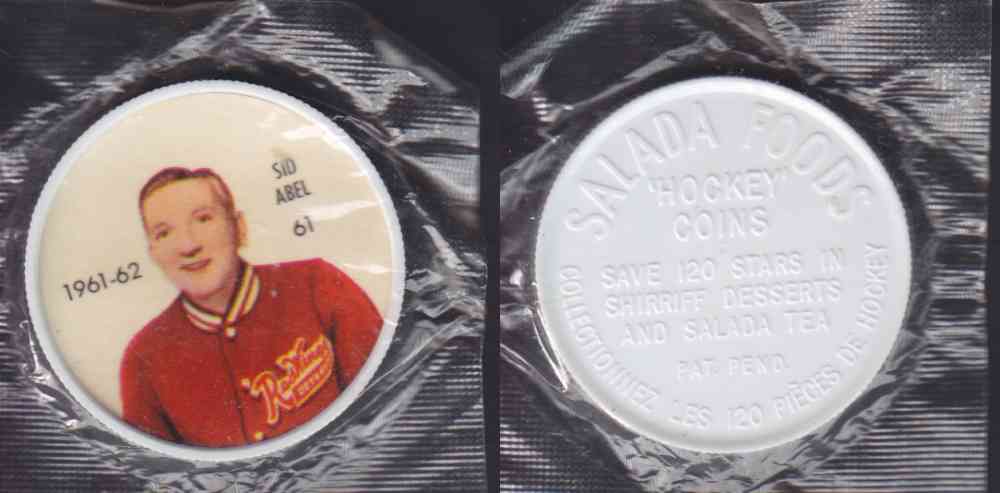 1961-62 SHIRRIFF SALADA HOCKEY COIN #61  S. ABEL UNOPENED photo