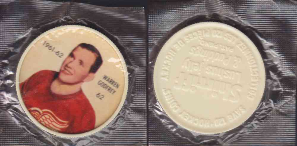 1961-62 SHIRRIFF SALADA HOCKEY COIN #62  W. GODFREY  UNOPENED photo