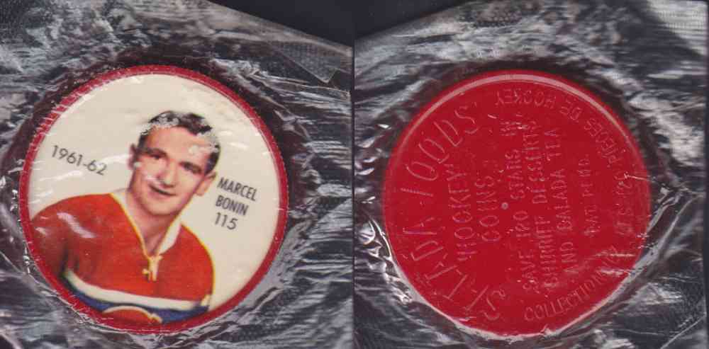 1961-62 SHIRRIFF SALADA HOCKEY COIN #115  M. BONIN  UNOPENED photo