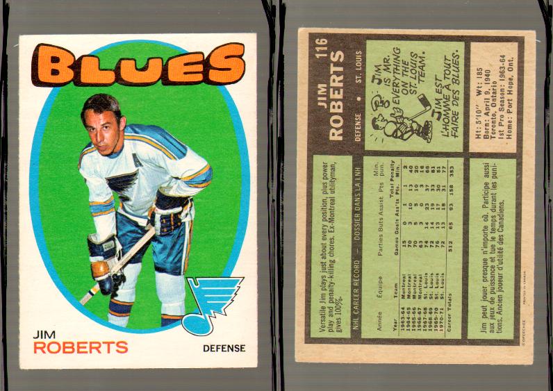 1971-72 O-PEE-CHEE HOCKEY CARD #116 J.ROBERTS photo