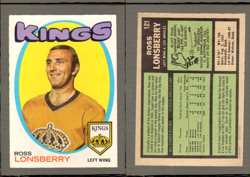 1971-72 O-PEE-CHEE HOCKEY CARD #121 R.LONSBERRY photo