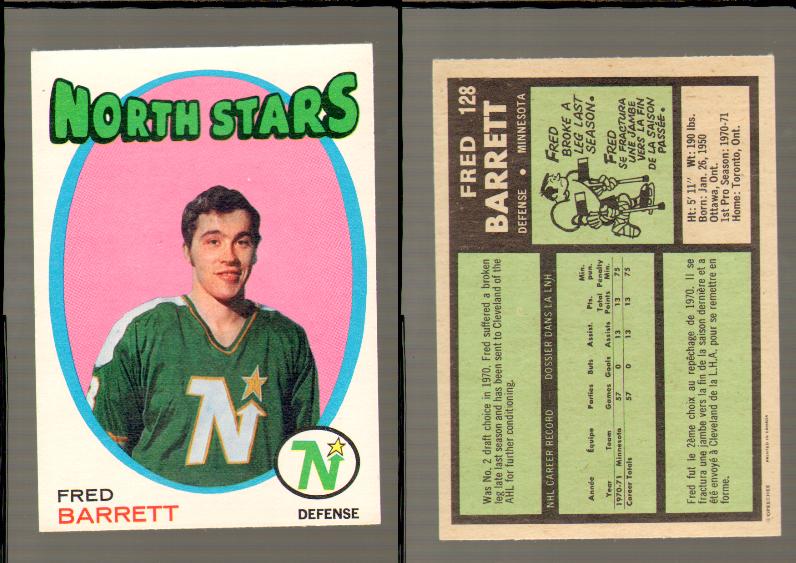 1971-72 O-PEE-CHEE HOCKEY CARD #128 F.BARRETT photo