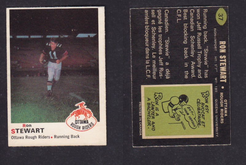 1970 CFL O-PEE-CHEE FOOTBALL CARD #37 R. STEWART photo