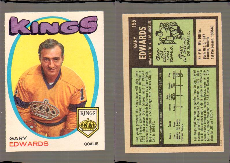 1971-72 O-PEE-CHEE HOCKEY CARD #155 G.EDWARDS photo