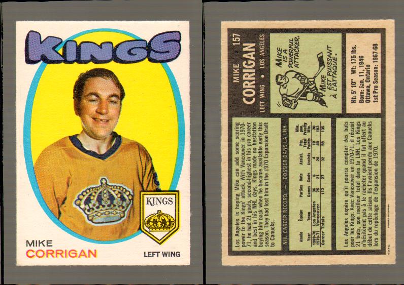 1971-72 O-PEE-CHEE HOCKEY CARD #157 M.CORRIGAN photo