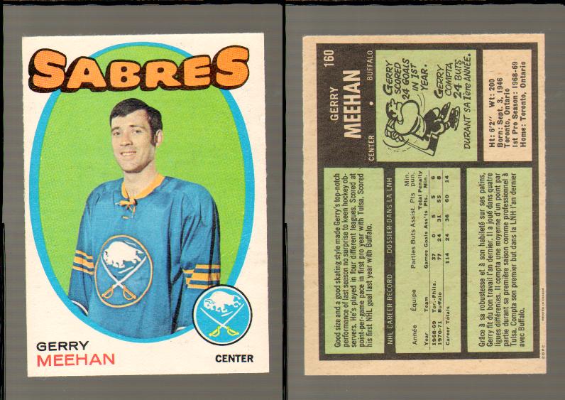 1971-72 O-PEE-CHEE HOCKEY CARD #160 G.MEEHAN photo