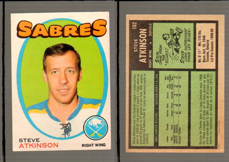 1971-72 O-PEE-CHEE HOCKEY CARD #162 S.ATKINSON photo