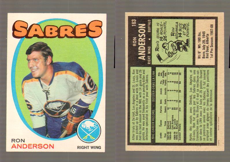 1971-72 O-PEE-CHEE HOCKEY CARD #163 R.ANDERSON photo