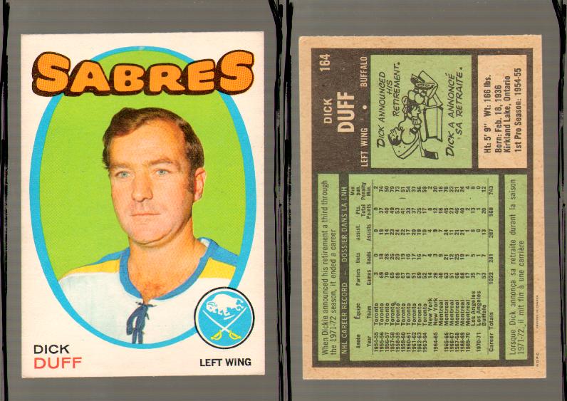 1971-72 O-PEE-CHEE HOCKEY CARD #164 D.DUFF photo