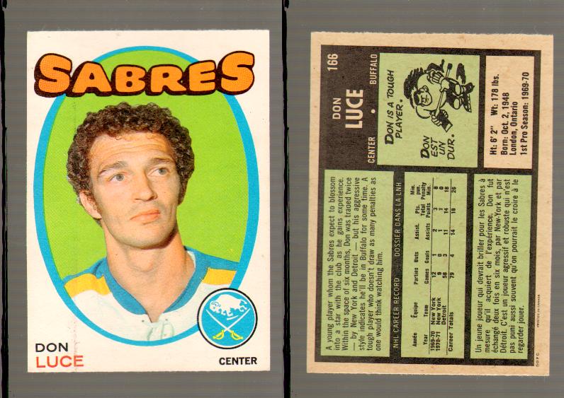 1971-72 O-PEE-CHEE HOCKEY CARD #166 D.LUCE RC photo