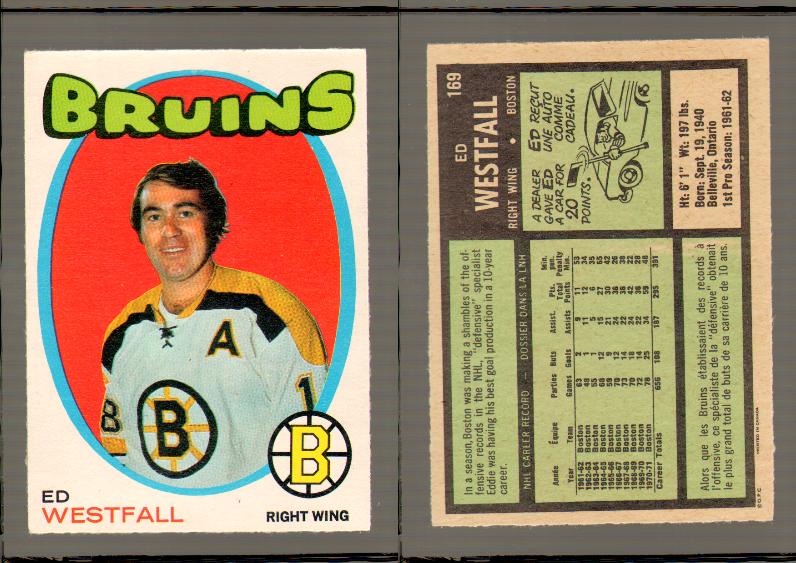 1971-72 O-PEE-CHEE HOCKEY CARD #169 E.WESTFALL photo