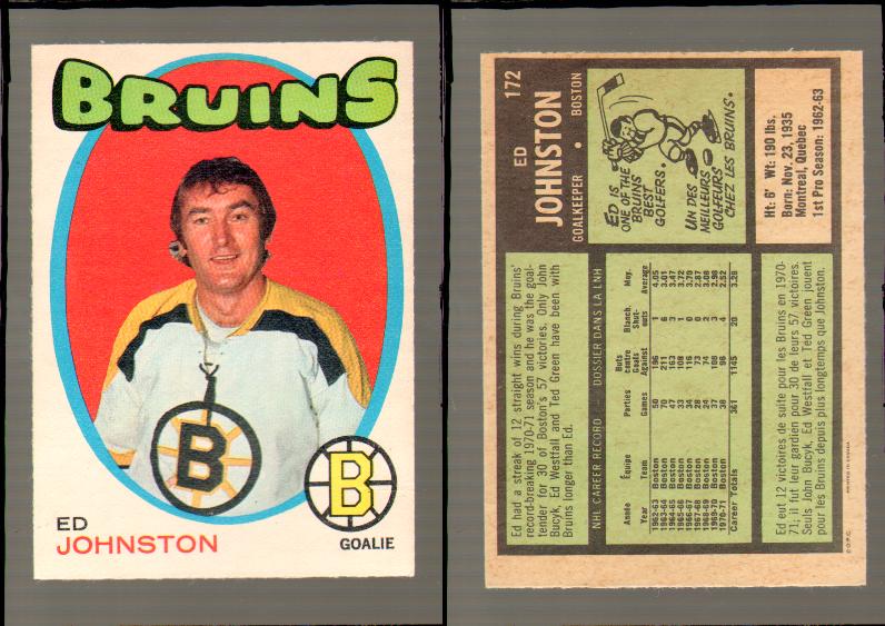 1971-72 O-PEE-CHEE HOCKEY CARD #172 E.JOHNSTON photo