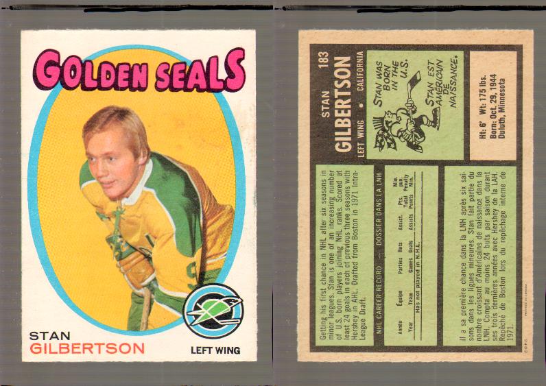 1971-72 O-PEE-CHEE HOCKEY CARD #183 S.GILBERTSON photo