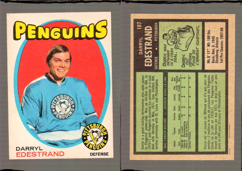 1971-72 O-PEE-CHEE HOCKEY CARD #187 D.EDESTRAND photo