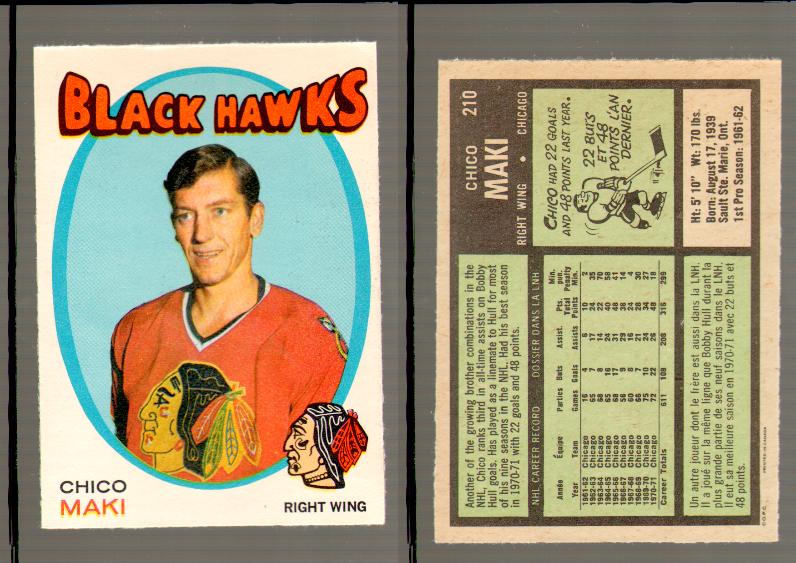 1971-72 O-PEE-CHEE HOCKEY CARD #210 C.MAKI photo