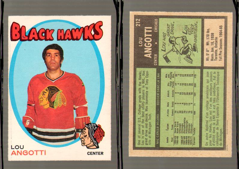 1971-72 O-PEE-CHEE HOCKEY CARD #212 L.ANGOTTI photo