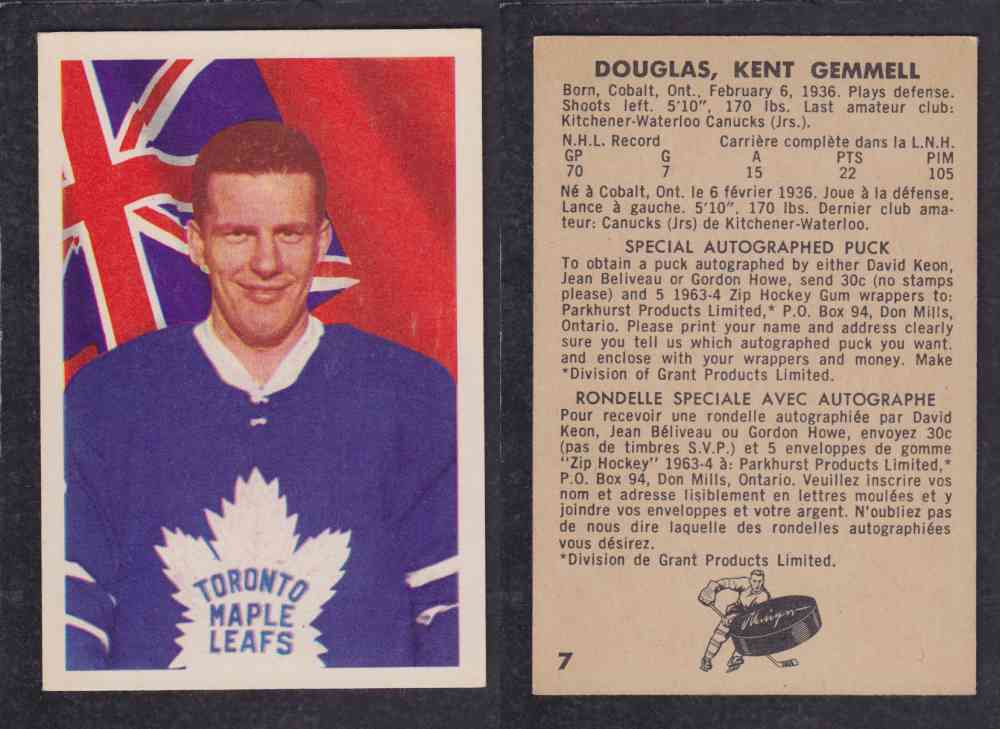 1963-64 PARKURST HOCKEY CARD #7 K. DOUGLAS photo