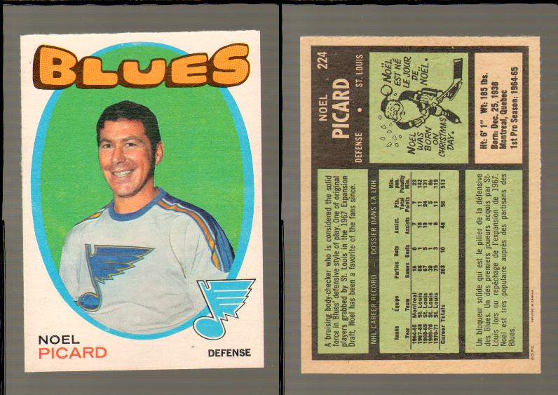 1971-72 O-PEE-CHEE HOCKEY CARD #224 N.PICARD photo