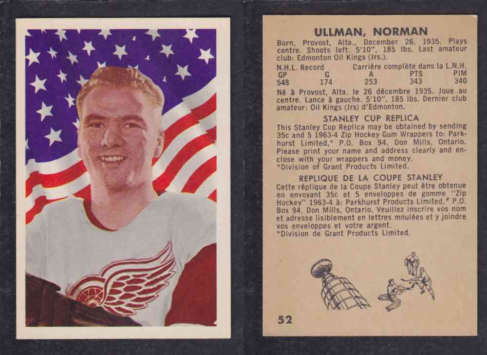 1963-64 PARKURST HOCKEY CARD #52 N. ULLMAN photo