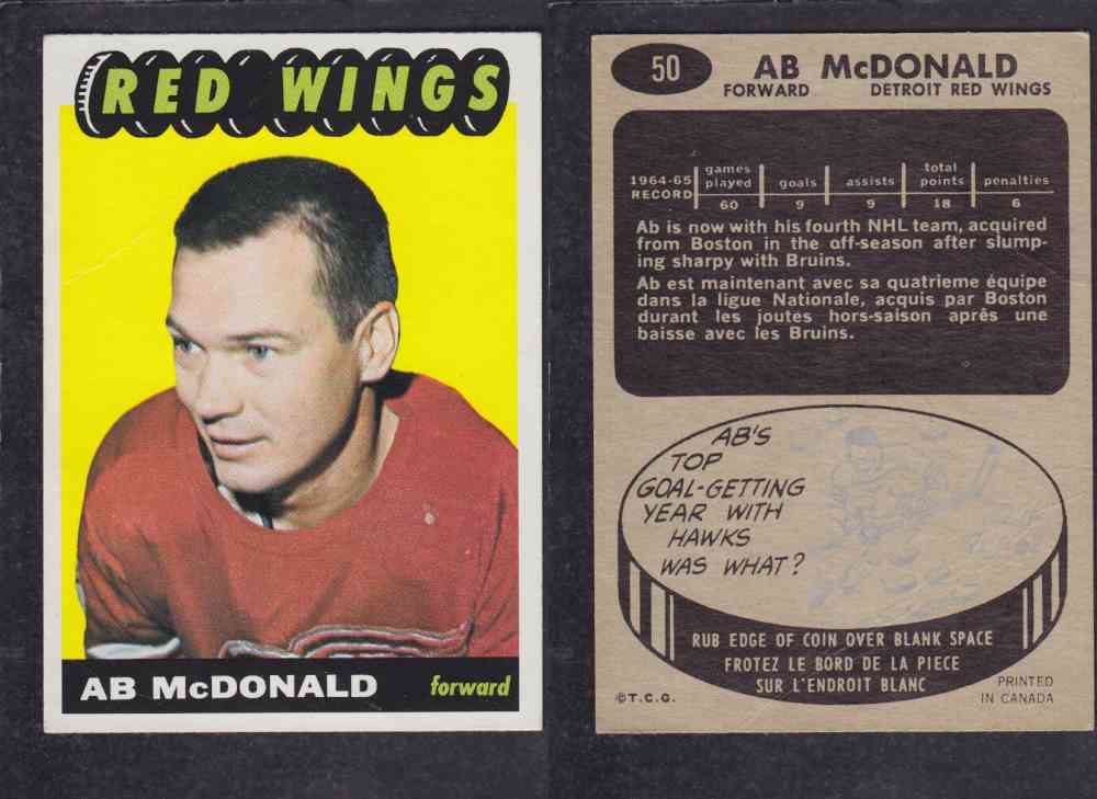 1965-66 TOPPS HOCKEY CARD #50 A. MCDONALD photo