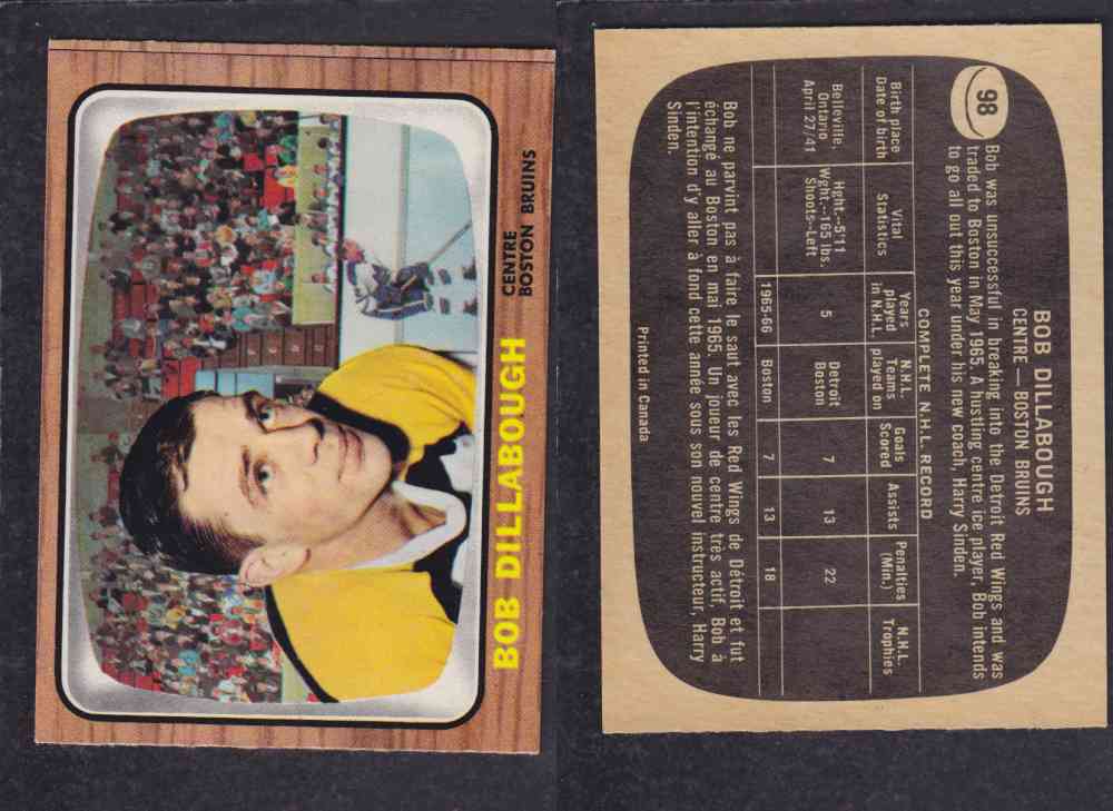 1966-67 TOPPS HOCKEY CARD #98 B. DILLABOUGH photo