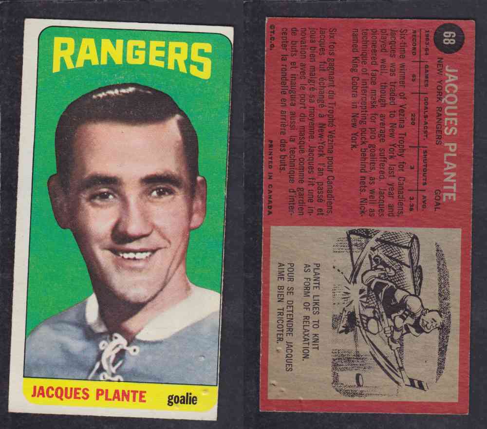 1964-65 TOPPS HOCKEY CARD #68 J. PLANTE photo