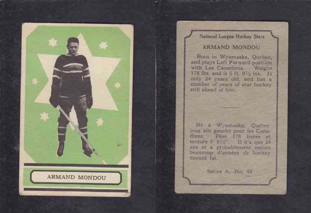 1933-34 O-PEE-CHEE HOCKEY CARD #48 A. MONDOU photo