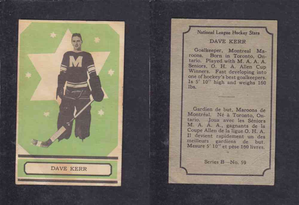 1933-34 O-PEE-CHEE HOCKEY CARD #59 D. KERR photo