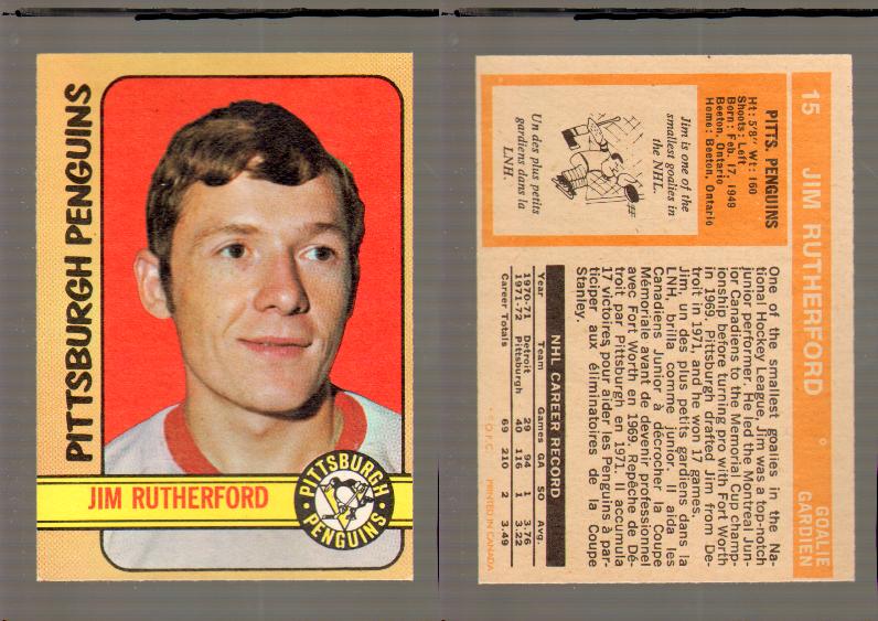 1972-73 O-PEE-CHEE HOCKEY CARD #15 J.RUTHERFORD RC photo