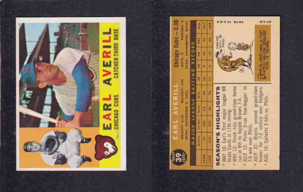 1960 TOPPS BASEBALL CARD  #39 E AVERILL photo