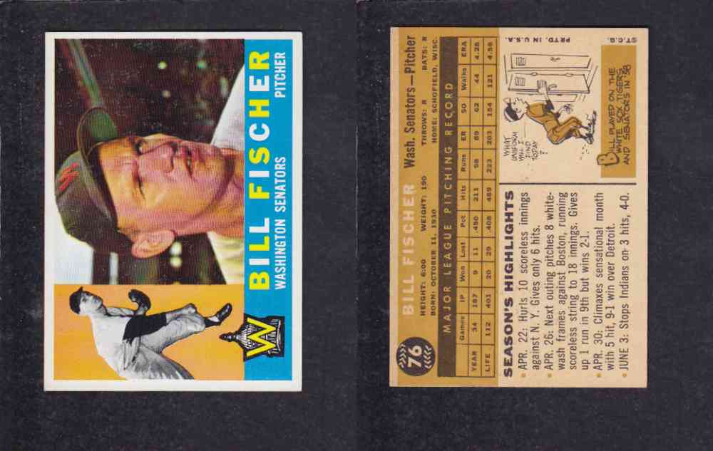 1960 TOPPS BASEBALL CARD  #76 B FISHER photo