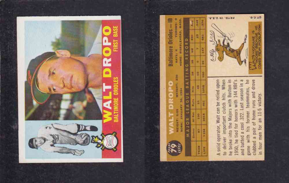1960 TOPPS BASEBALL CARD  #79 W. DROPO photo