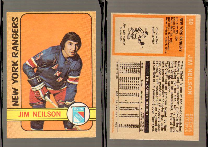 1972-73 O-PEE-CHEE HOCKEY CARD #60 J.NEILSON photo
