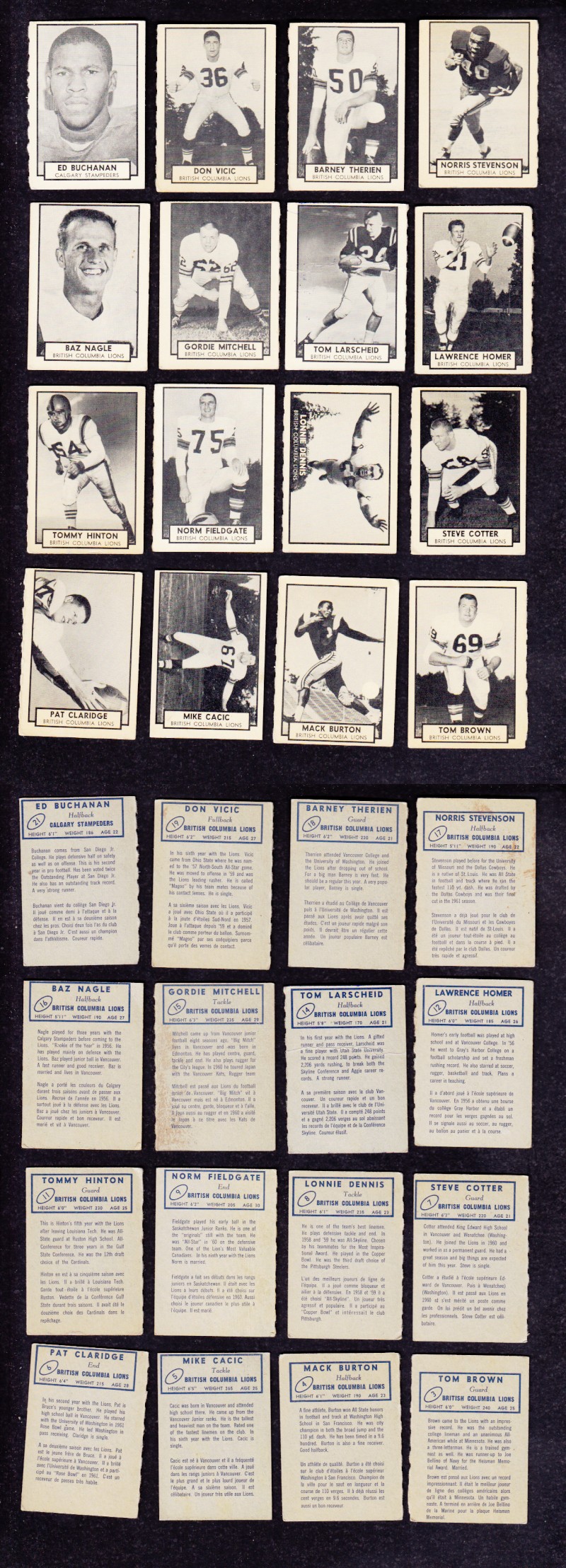 1962 CFL TOPPS FOOTBALL CARD NEAR SET 167/169 photo