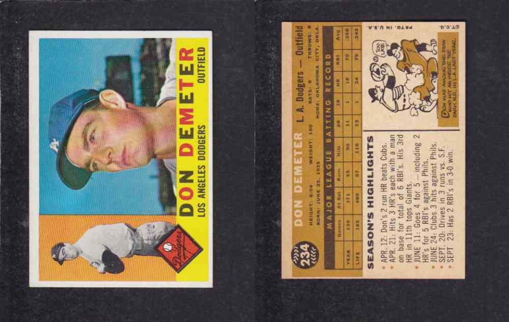 1960 TOPPS BASEBALL CARD #234 D. DEMETER photo