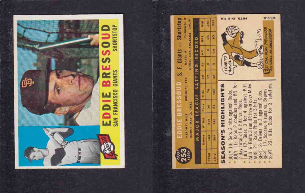 1960 TOPPS BASEBALL CARD #253 E. BRESSOUD photo