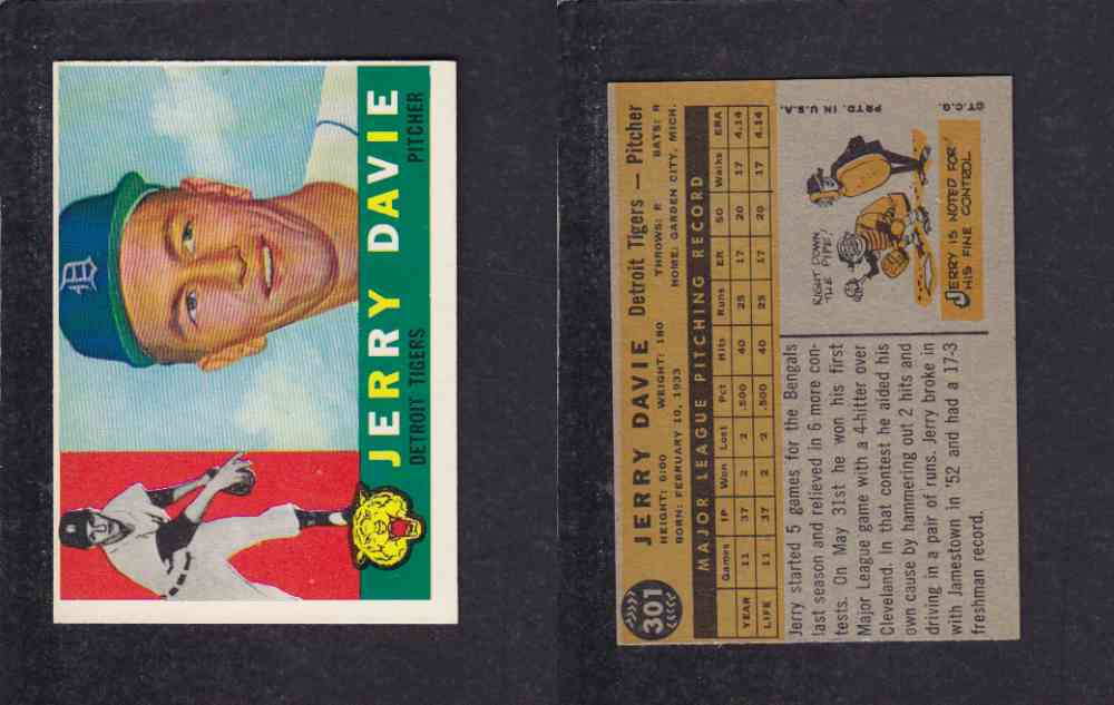 1960 TOPPS BASEBALL CARD #301 J. DAVIE photo