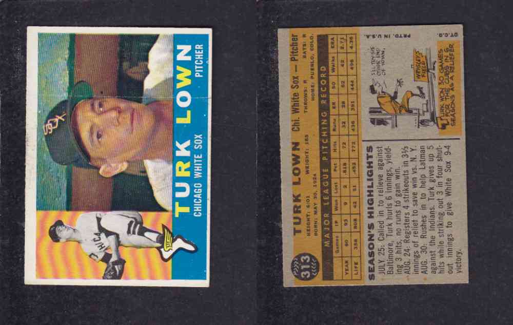 1960 TOPPS BASEBALL CARD #313 T. LOWN photo