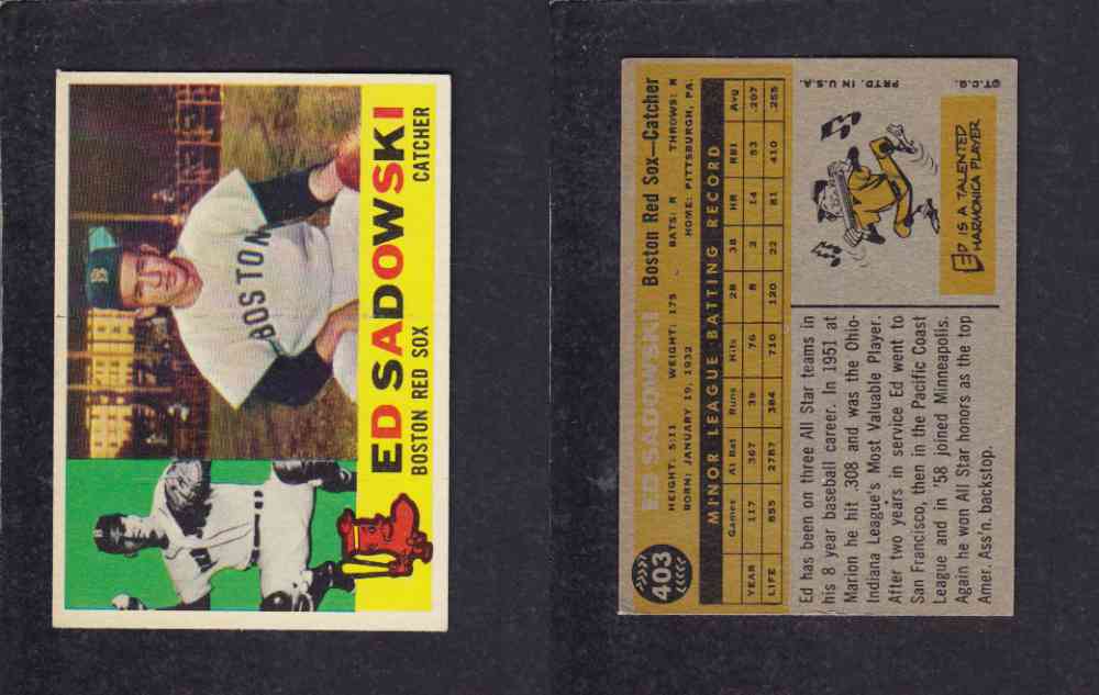 1960 TOPPS BASEBALL CARD #403 E. SADOWSKI photo