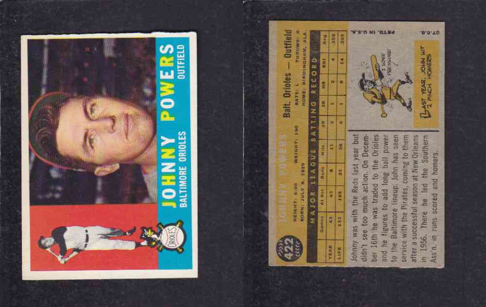 1960 TOPPS BASEBALL CARD #422 J. POWERS photo