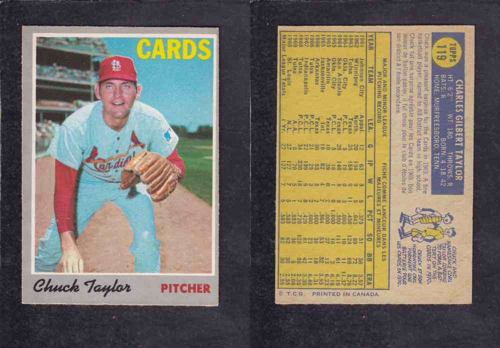 1970 O-PEE-CHEE BASEBALL CARD #119 C. TAYLOR photo