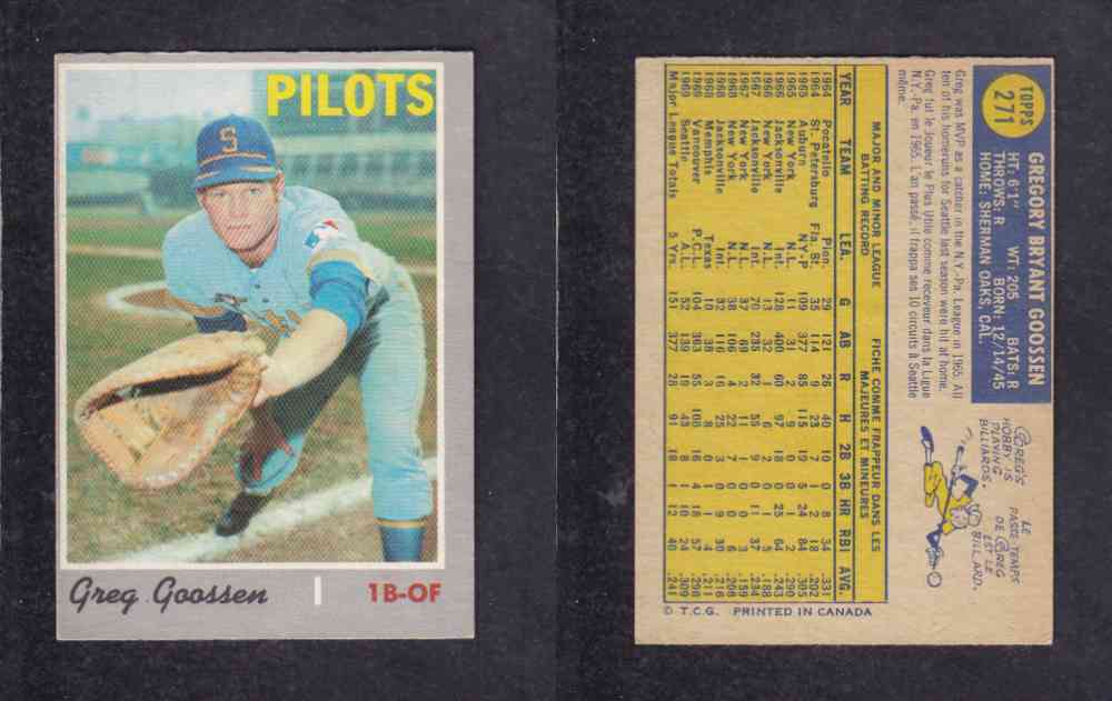 1970 O-PEE-CHEE BASEBALL CARD #271 G. GOOSSEN photo