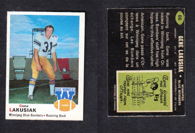 1970 CFL O-PEE-CHEE FOOTBALL CARD #65 G. LAKUSIAK photo