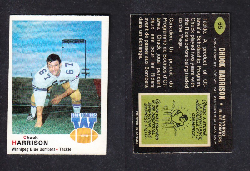 1970 CFL O-PEE-CHEE FOOTBALL CARD #66 C. HARRISON photo
