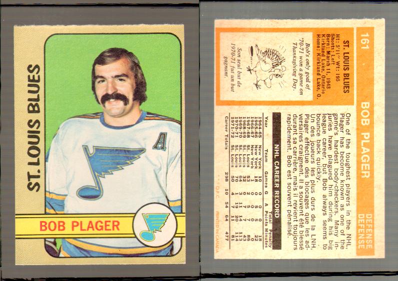 1972-73 O-PEE-CHEE HOCKEY CARD #161 B.PLAGER photo