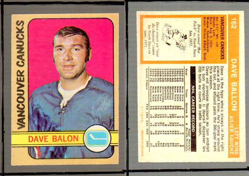 1972-73 O-PEE-CHEE HOCKEY CARD #162 D.BALON photo