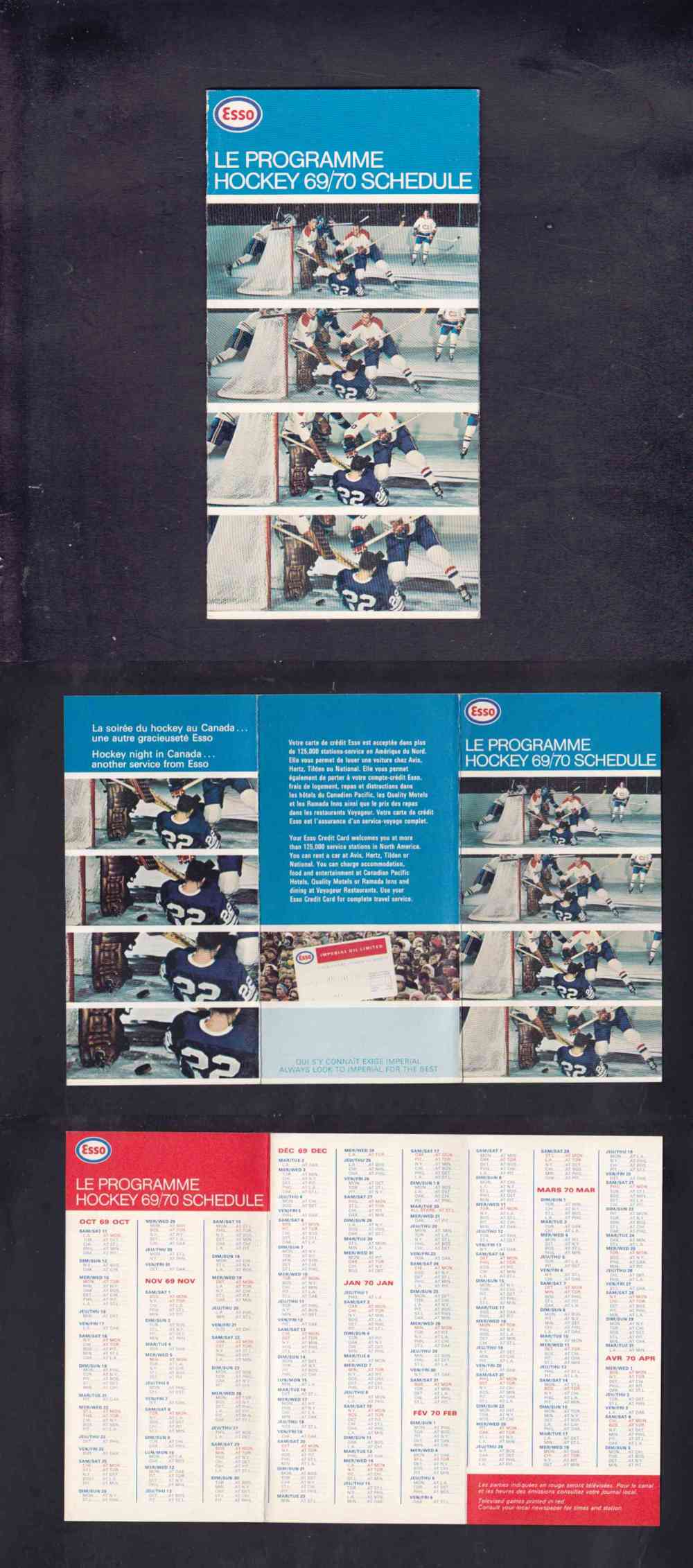 1969-70 ESSO NHL HOCKEY SCHEDULE photo