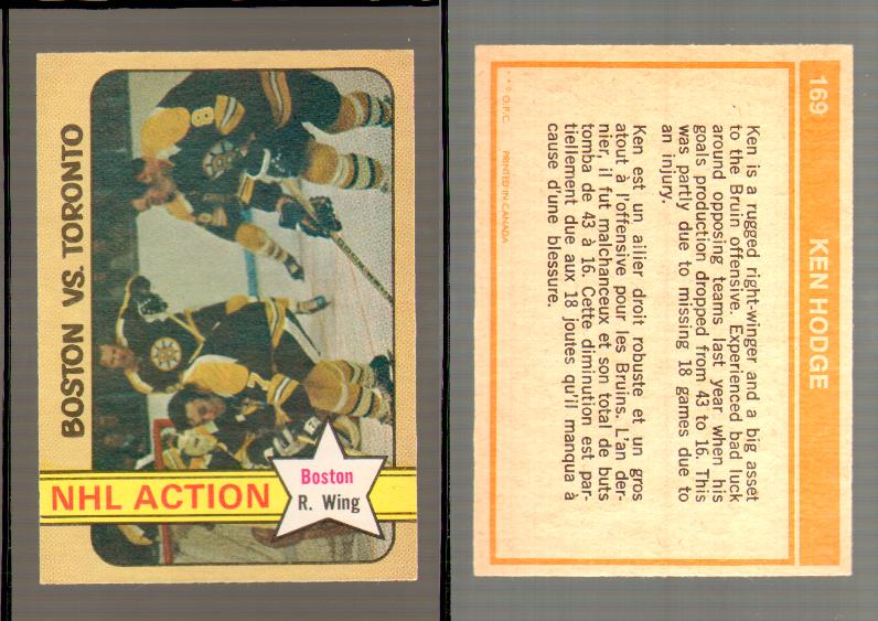 1972-73 O-PEE-CHEE HOCKEY CARD #169 BOSTON VS TORONTO photo