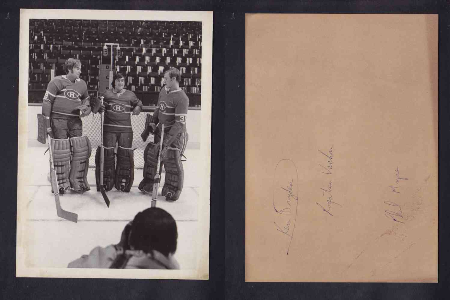 EARLY 1970'S MONTREAL CANADIENS GOALIES PHOTO DRYDEN, VACHON, MYRE photo